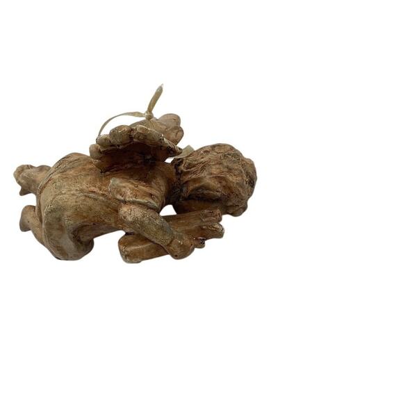 Vintage Hand-Carved Wooden Cherub Angel Ornament Figurine - Picture 3 of 9